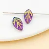 Folhas de Vidro Transparentes Pintadas de Dourado 11x7mm, Folhas Perenes, Contas Soltas Passantes, Acessórios para Joias DIY, Pingentes com Contas