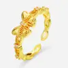 Anillo de Mariposa de Encaje Dorado para Mujer, Ajustable, Dulce y Único, Anillo de Dedo Índice de Alta Gama