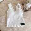 Início da primavera novo estilo coreano lindo colete esportivo camisola com almofada no peito integrada base de desgaste interna e externa roupa íntima sem mangas