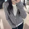Cárdigan de Punto 100% Lana Nuevo 25 Años para Mujer con Capucha Color Sólido Trenzado Moda Casual Suave Cera Doble Cremallera Chaqueta
