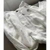 Pantalones Blancos de Lino de Cintura Alta Anchos hasta el Suelo con Efecto de Caída, de Corte Relajado, Protección Solar, Hechos a Medida para Exportación Rusa
