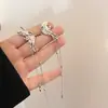 Asas de Anjo Corrente com Laço Franja Clipe de Orelha Longo Design de Verão para Mulheres Ear Cuff Joia para Orelha Sem Piercing Clipe de Orelha