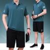 2026 Conjunto Esportivo de Verão para Meia-Idade e Idosos Masculino Camiseta de Seda Gelada Manga Curta Conjunto de Duas Peças Roupas Casuais de Verão para o Pai