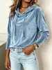 Top casual de terciopelo dorado liso para mujer 2026 otoño e invierno