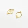Pingente Oval Cor-Preservada Banhado a Ouro Real Bandeja com Anel Duplo Soldada Acessórios para Joias DIY Base para Pedra Preciosa de Pingente Único e Duplo