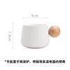 Taza de café y plato de color macaron creativo, juego personalizado para el hogar, taza de cerámica con asa de madera, taza para agua, regalo