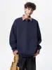 Nueva Sudadera de Manga Larga a Cuadros con Cuello Polo Falso Dos Piezas para Hombre, Sencilla, Versátil, Casual, Estilo Preppy, Pullover