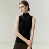 Suéter de Cachemira para Mujer Bai Cai Rong Otoño/Invierno 2026, Sin Mangas, Cuello Semi Alto, Diseño Versátil, Tejido de Lana