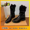 Botines Cortos tipo Martin con Diseño Slip-On para Mujer, Botines de Moda y Versátiles con Punta Redonda, Nuevo Estilo Otoño/Invierno 2025 con Tacones Gruesos