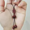 Cadena para Teléfono Móvil Lanyard de Garra de Gatito de Ágata Roja Natural Cinnabar Tejido a Mano Llavero Lindo Colgante Venta Caliente Al por Mayor