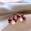 Brincos Ankora Pônei Vermelho para Mulheres, Estilo de Luxo Leve Nicho High-End, Brincos do Ano Novo do Zodíaco, Acessórios de Orelha para Outono e Inverno