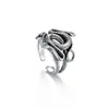 Anillo de serpiente doble europeo y americano para hombre, retro, personalizado, con forma de serpiente, estilo retro, moderno, ajustable, joyería de mano