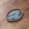 Bandeja de té de lujo ligera con paisaje nevado de Hanjiang, bandeja de vidrio con forma de begonia, pequeña bandeja china de bambú con burbujas secas, bandeja de almacenamiento para el hogar