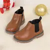 Comercio Exterior Botas Nuevas para Niños Botas de Cuero de Moda para Niños y Niñas Suela Gruesa Antideslizante Botas Martin que Aumentan la Altura Zapatos para Niños