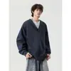 Nuevo sudadera con capucha de alta gama para hombre para otoño e invierno, estilo minimalista japonés, de alta calle, moderno, con una estructura de cuello pesado de doble capa
