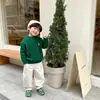 Suéter de Punto de Manga Larga Cálido Bordado Estilo Coreano Otoño e Invierno Color Sólido para Niños y Niñas