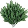 Planta artificial simulación rama de pino transfronteriza dedicada para tres horquillas tridimensionales de doble cara rama de aguja de pino accesorios de decoración DIY para árbol de Navidad