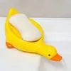 Bonita jabonera con forma de pato, con drenaje y a prueba de humedad para el lavabo del baño, soporte creativo para jabón, adorable caja de almacenamiento de dibujos animados