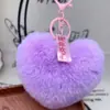 Chaveiro de Carro em Formato de Coração, Pingente de Pelúcia de Alta Qualidade para Bolsa, Decoração de Pom-Pom, Presente de Feriado para Homens e Mulheres