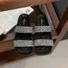 Pantuflas Transparentes con Pedrería para Mujer para Verano 2026 Nuevo Estilo Primavera y Verano Pantuflas Planas Estilo Francés con Tiras de Cristal
