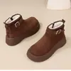 Botines Cortos Retro de Ante con Suela Gruesa, Cremallera Lateral y Hebilla para Mujer 2026 Otoño/Invierno Cálidos con Forro de Terciopelo Botas de Nieve Birkenstock Zapatos Individuales