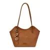 Bolsa de ombro estilosa e chique estilo coreano para mulheres, nova coleção 2026, bolsa de ombro de camurça color block, grande capacidade, adequada para o dia a dia, bolsa tote