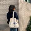 2024 novo artístico retro casual all-match commuter grande capacidade ombro tote bag carta zíper bolsa de lona
