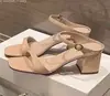 Sandalias de Exterior de Nuevo Estilo Primavera/Verano 2026, Tacones Altos de Tacón Grueso Estilo Francés con Punta Cuadrada, Mules sin Cierre