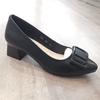 Nuevos zapatos pequeños de una sola capa, de tacón medio, gruesos, de boca baja, puntiagudos, de color sólido, de moda, combinables con todo, de cuero, superficie suave, suela suave, zapatos de trabajo para mujer