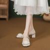 Zapatos de Dama de Honor de Tacón Grueso Nuevos para Primavera y Otoño 2024 para Mujer Estilo Chino Nuevo Suela Suave Mary Jane Zapatos de Boda No Cansan los Pies Tacones Altos