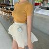 Primavera Nova slim fit abacate verde de manga curta T-shirt das mulheres top hot girl apertado camisola de seda gelo fino estilo coreano