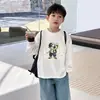 Camiseta de manga larga de algodón puro para niños, nuevo modelo 2026, top para niños, estilo coreano, versátil, casual, camiseta básica para niños pequeños en primavera y otoño