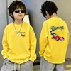 Camiseta de manga comprida para meninos, nova coleção infantil primavera 2026, camiseta básica 100% algodão, top estiloso de gola redonda para meninos, primavera e outono
