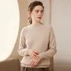 Suéter de punto de cachemira con cuello medio de una línea y mangas raglán para mujer, suéter base para otoño e invierno, moda de lana nueva, suéter versátil