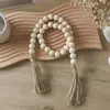 Cor de Madeira Corda de Cânhamo Pingente de Borla com Contas de Madeira Acessórios para Joias DIY Corda de Borla com Contas de Madeira Pingente de Decoração para Casa Atacado