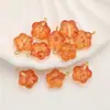 Colgante de Flor de Vidrio con Agujero Recto, Adorno de Flor de Cinco Pétalos, Cuentas Sueltas para Pulsera y Collar DIY, Materiales para Aretes con Borla Estilo Antiguo