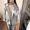 Moletom com capuz casual estilo coreano para outono e inverno, tamanho grande 125kg, com estampa de letras para homens, jaqueta da moda high street de corte solto