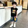 Conjunto de Chaleco de Verano para Niños, Elegante Conjunto de Dos Piezas con Shorts de Mezclilla para Niños Pequeños, Nueva Moda 2026 Ropa Infantil