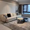 Sofá minimalista italiano estilo crema, tapicería de tela para espacios pequeños, sofá curvo de esquina Ermann para sala de estar y dormitorio