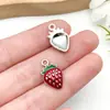 Lujo Ligero Gama Alta Oro Blanco Esmalte de Gota Piedras de Strass Fruta Cereza Piña Colgante DIY Encanto Collar Pendiente Accesorios de Aleación