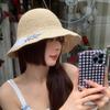 Sombrero de paja para mujer, verano 2023, nuevo estilo japonés, estilo fresco, plegable, tejido, con flores, sombrero de pescador.