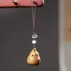 Sándalo Verde y Palo de Rosa Tallados Serpiente Zodiacal, Buey, Oveja Bebé Nunca Separados Cadena para Colgar Teléfono Móvil Colgante Creativo para Mochila