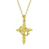 Collar Transfronterizo Nuevo Estilo Doce Piedras de Nacimiento Corona Cruzada Círculo Giratorio Versátil Moderno Simple Elegante