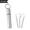Conjunto de Limpeza de Dentes de Aço Inoxidável Palito de Metal Antiderrapante Palito de Fruta Cuidados Bucais Ferramenta Palito 304