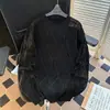 Suéter de Diseño Novedoso Desgastado Estilo Perezoso Tejido Hueco para Hombre Manga Larga Primavera y Otoño Prenda Base de Punto