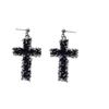 Pendientes de Hojalata Líquida Negra con Cruz Estilo Minimalista Europeo y Americano Tachuelas Clips para Orejas Pendientes Únicos de Hip-Hop para Mujeres de Moda