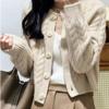 Suéter de Lana Grueso para Otoño e Invierno 2025 para Mujer, Suéter de Cuello Redondo, Cárdigan Suelto y Relajado de Cachemira Tejida, Chaqueta Top