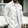 Europa Transfronterizo Nuevo Cárdigan de Punto Gofrado Solapa Manga Larga Ropa Exterior para Hombre Color Sólido Casual Moda Camisa Hombre