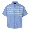 Camisa de Manga Corta a Cuadros con Estampado de Letras Estilo Callejero Americano para Hombre, Estilo Vacaciones de Verano, Camisa Versátil Casual Holgada para Hombres y Mujeres