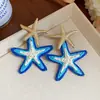 Pendientes de Estrella de Mar de Rafia Aguja de Plata Estilo Resort, Diseño de Nicho, Pendientes de Moda, Lujo Ligero, Sensación de Alta Gama, Accesorios de Oreja Versátiles